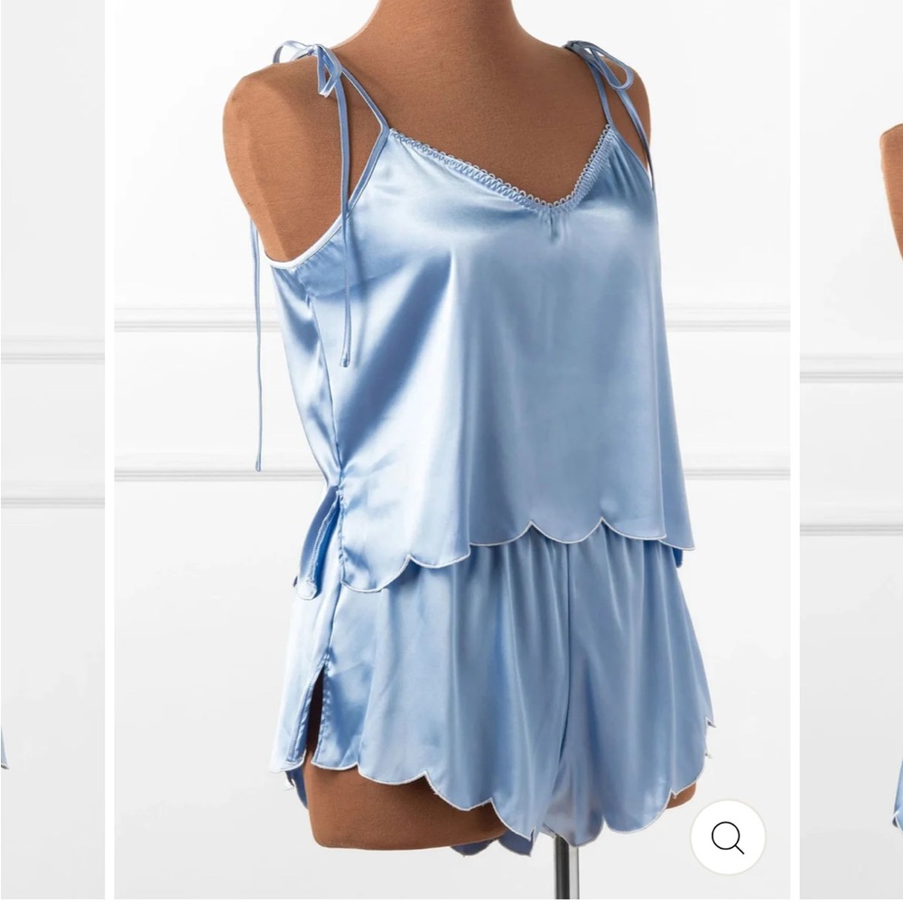 Mentionables Scalloped Embroidered Satin Cami and Shorts Lingerie Sleep Set - Picture 2 of 5
